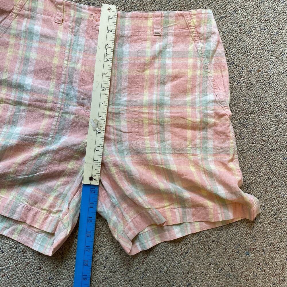 Jones New York Shorts Women12 Green Pink Striped Bermuda Stretch Outdoor Casual - Picture 2 of 5